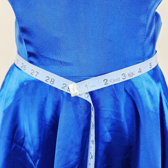 Strappy Blue Satin Fit Flare Mini Dress With Cut-Out Sides Z.Dreamer Size 6 - Picture 13 of 13